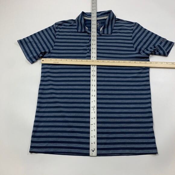 Puma Polo Shirt Mens M Medium Navy Slate Striped Short Sleeve Performance Golf - Picture 4 of 8